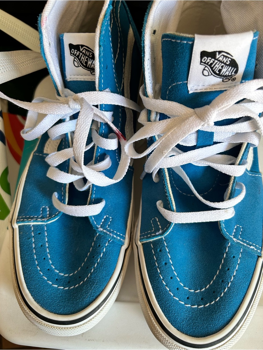 Vans High Top Sneakers in Teal Blue - Classic 'Off The Wall'